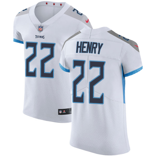 Nike Titans #22 Derrick Henry White Men's Stitched NFL Vapor Untouchable Elite Jersey - Click Image to Close